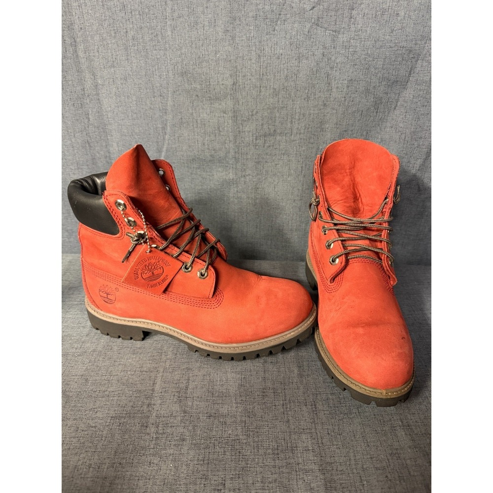 Timberland 6" Premium Waterproof Boots Red Nubuck PrimaLoft 400g Mens 8W Wide